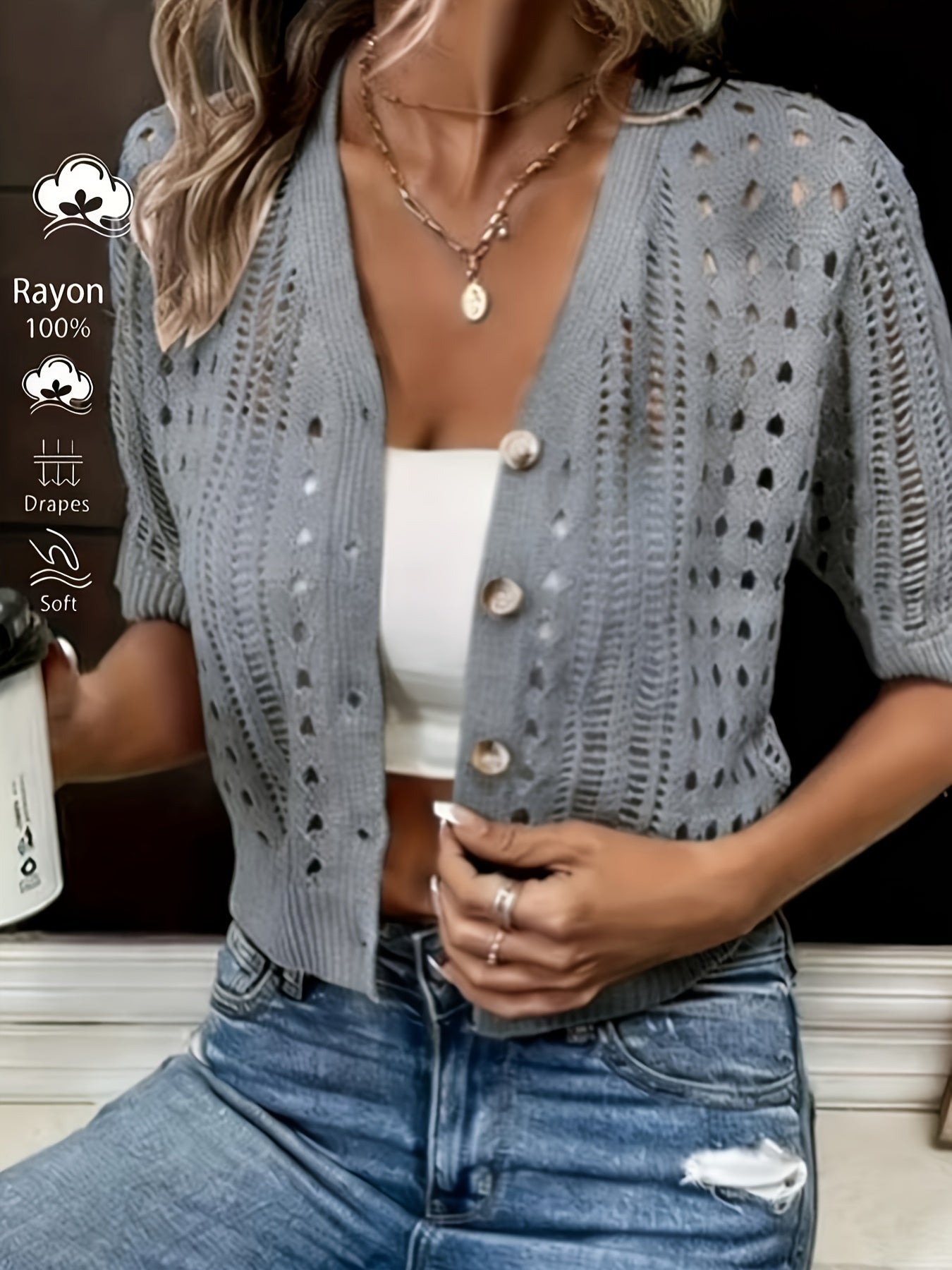 Élodine | Women's Short Sleeve Knit Cardigan