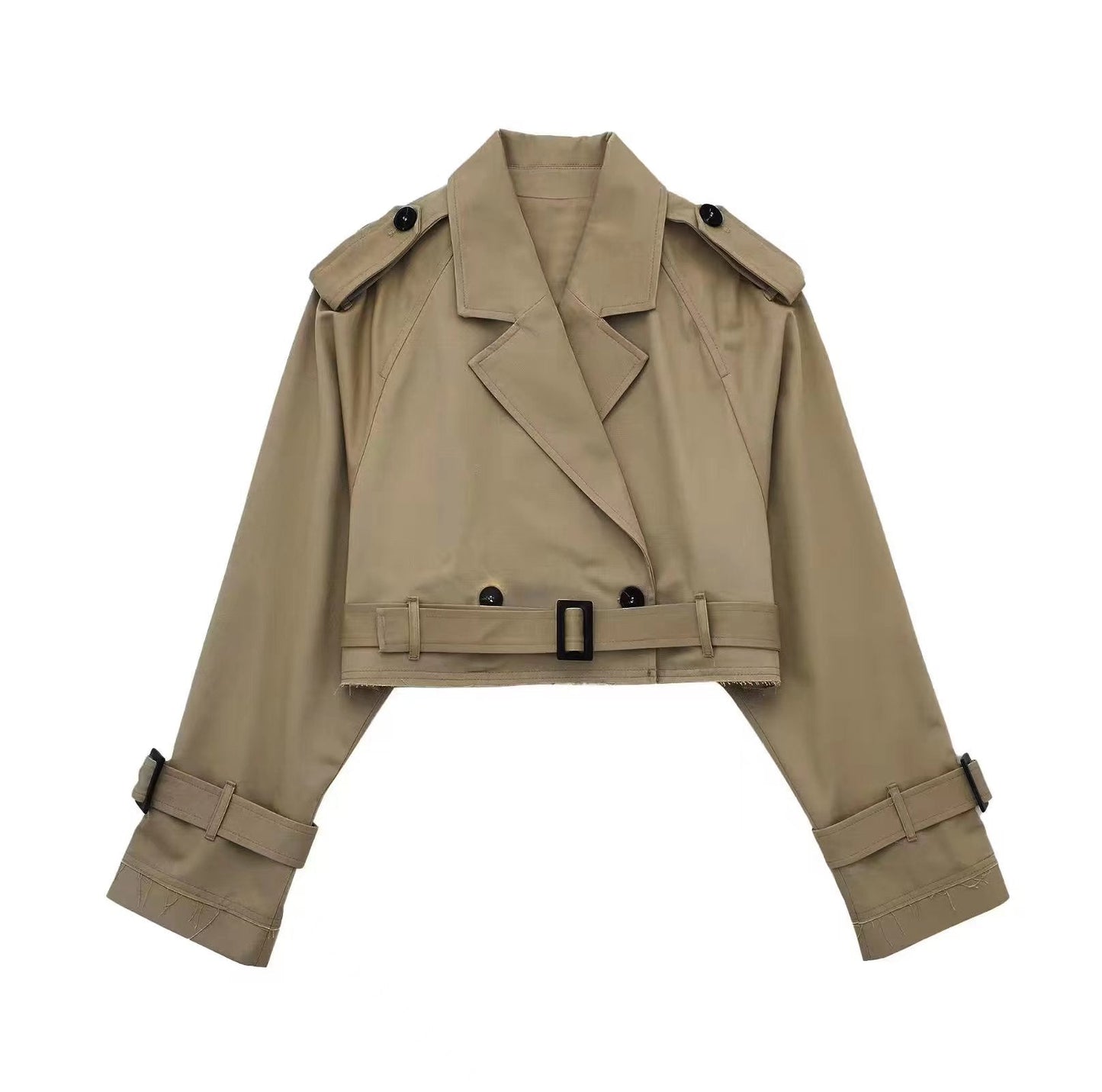 Virelle | Women's Cropped Double-Breasted Trench Jacket