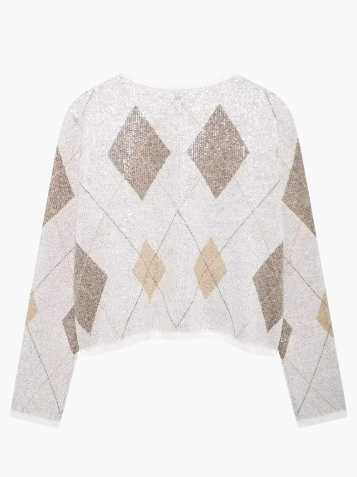 Women's Cropped Argyle Knit Cardigan