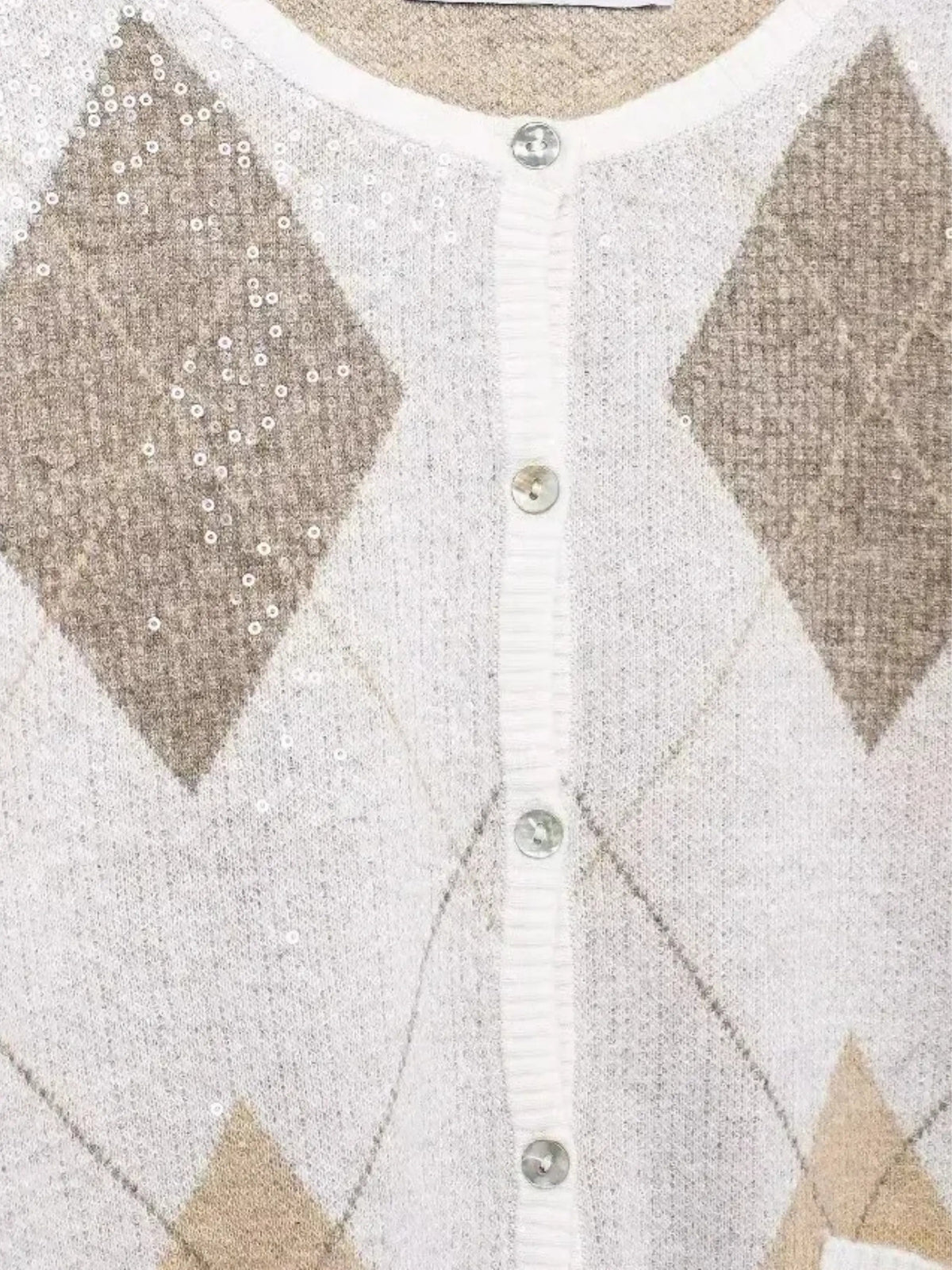 Women's Cropped Argyle Knit Cardigan