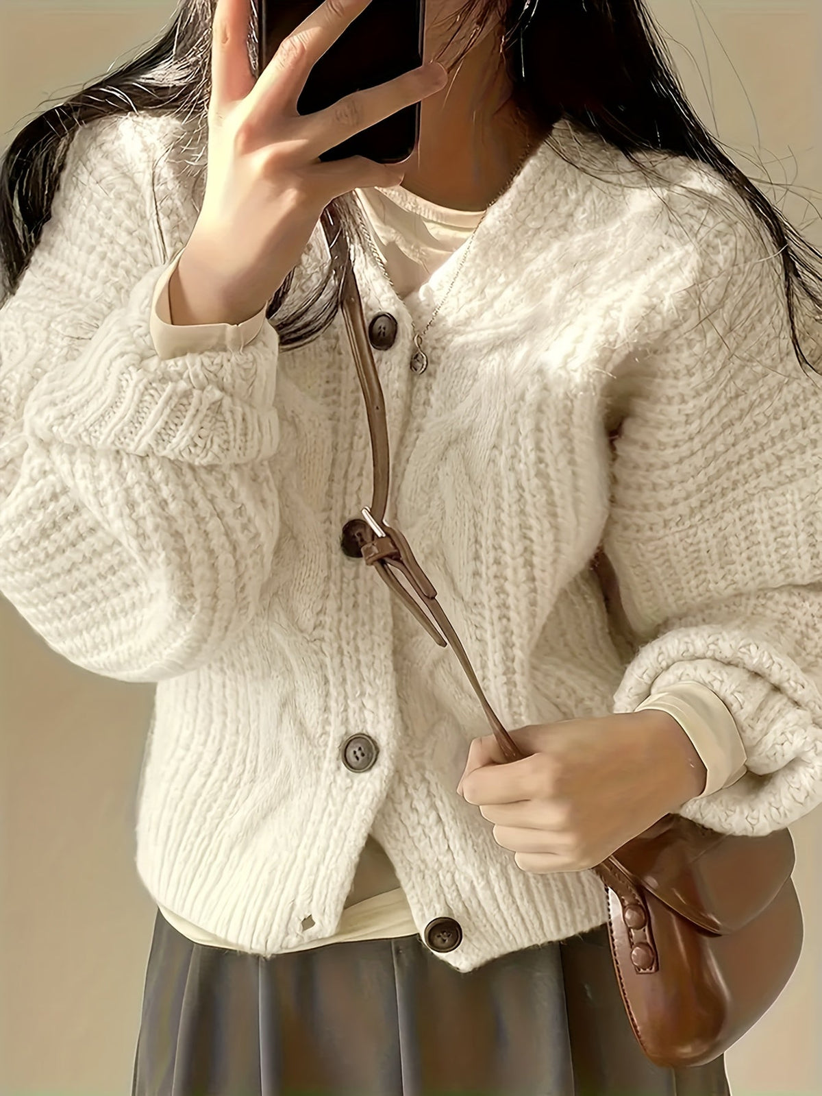 Fern | Women's Cable-Knit Button-Front Chunky Cardigan