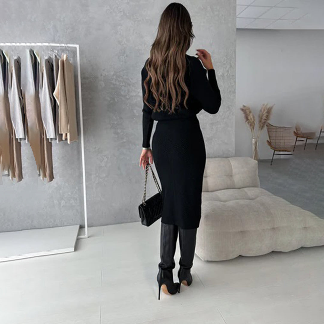 Women's Knitted Jumper & Skirt Two-Piece Set