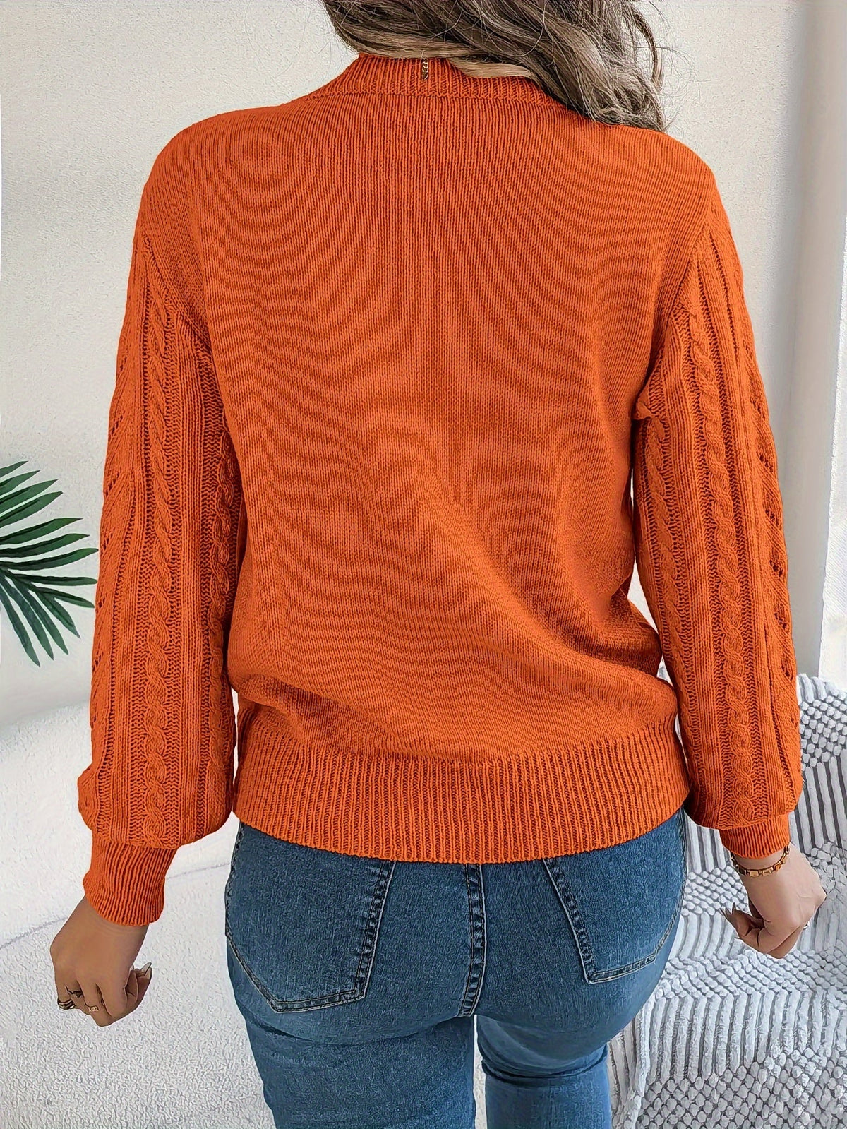 Lowri | Women's Textured Openwork Crew Neck Knit Jumper