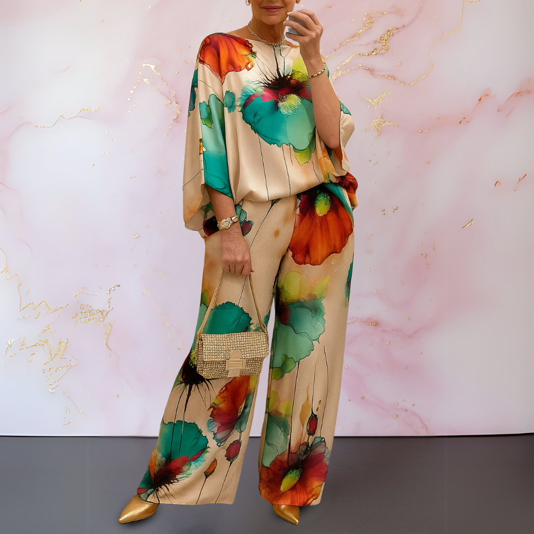 Soleira | Printed Two Piece Wide Leg Set