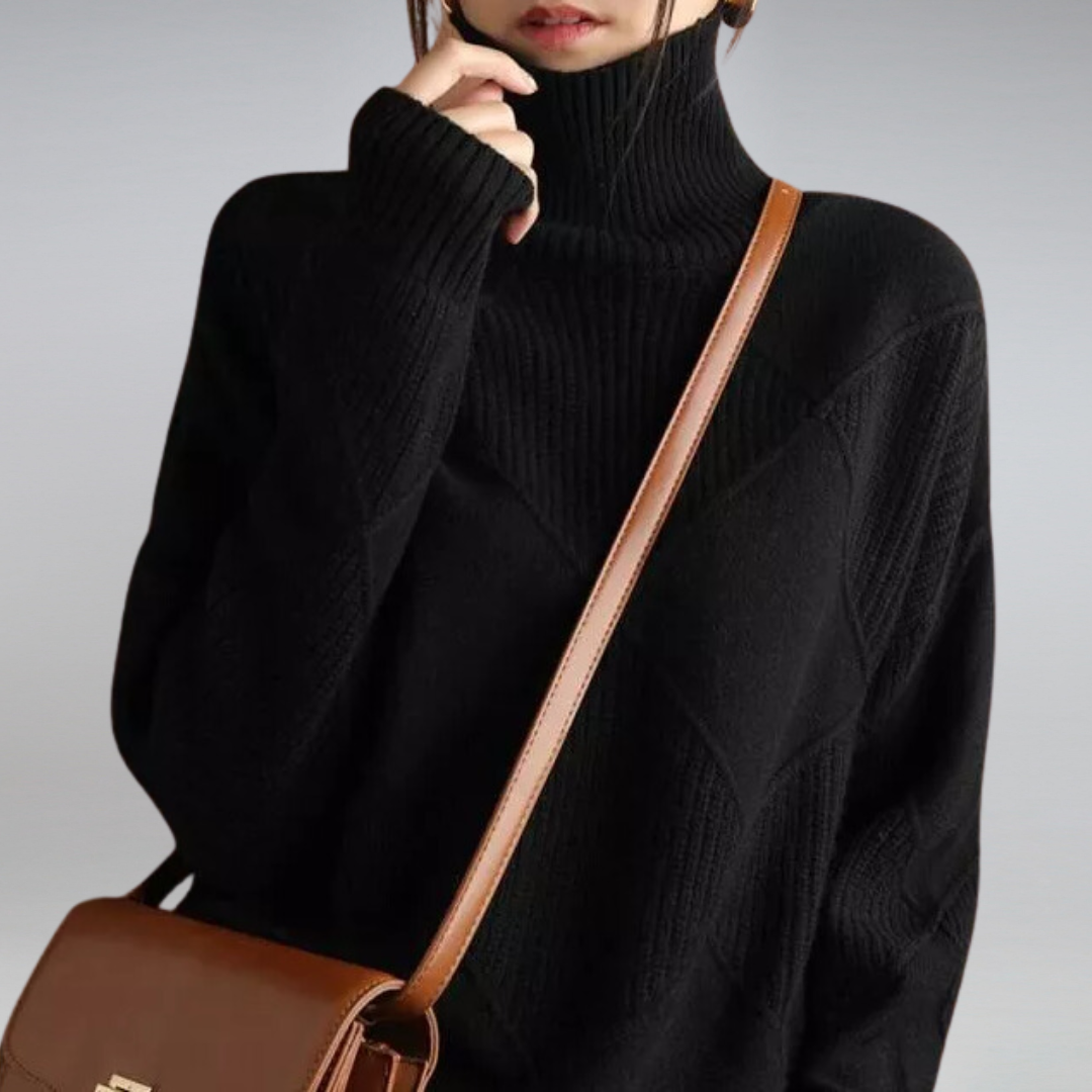 Marcheline | Women's Diamond Knit Turtleneck Jumper