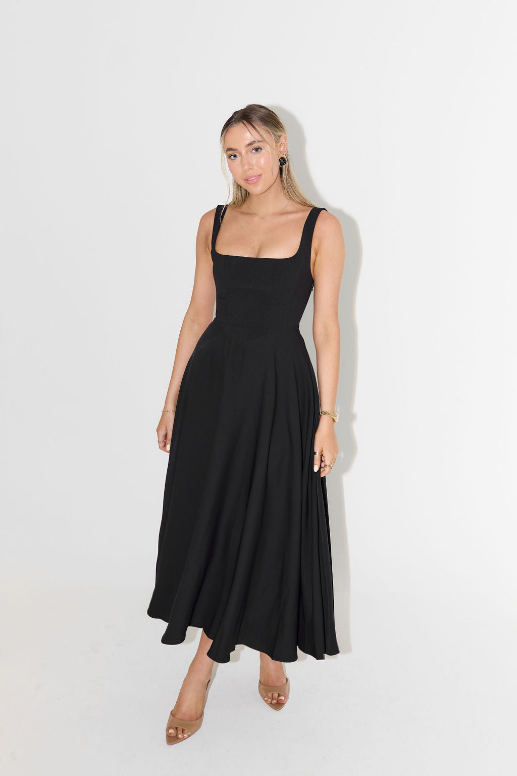 Anastasia | Square Neck Christmas Party Midi Dress