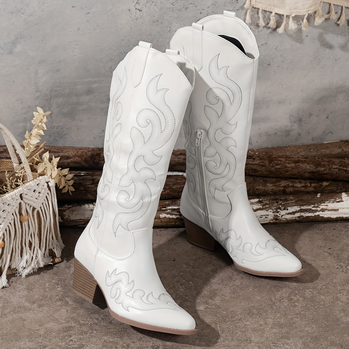 Seraphelle | Women's Embroidered Knee-High Cowboy Boots