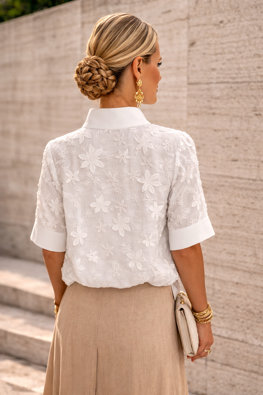 Marlowe | Embroidered High Neck Blouse