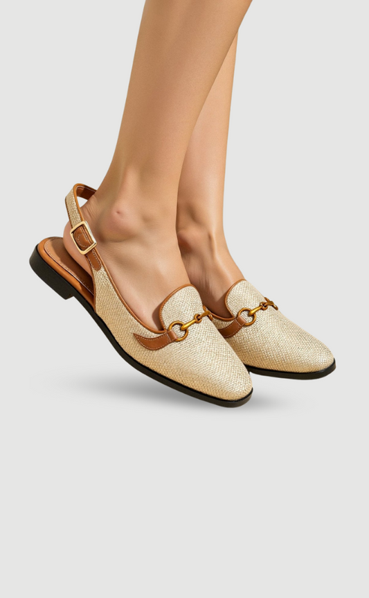 Elara | Women's Slingback Loafers with Chain Detail
