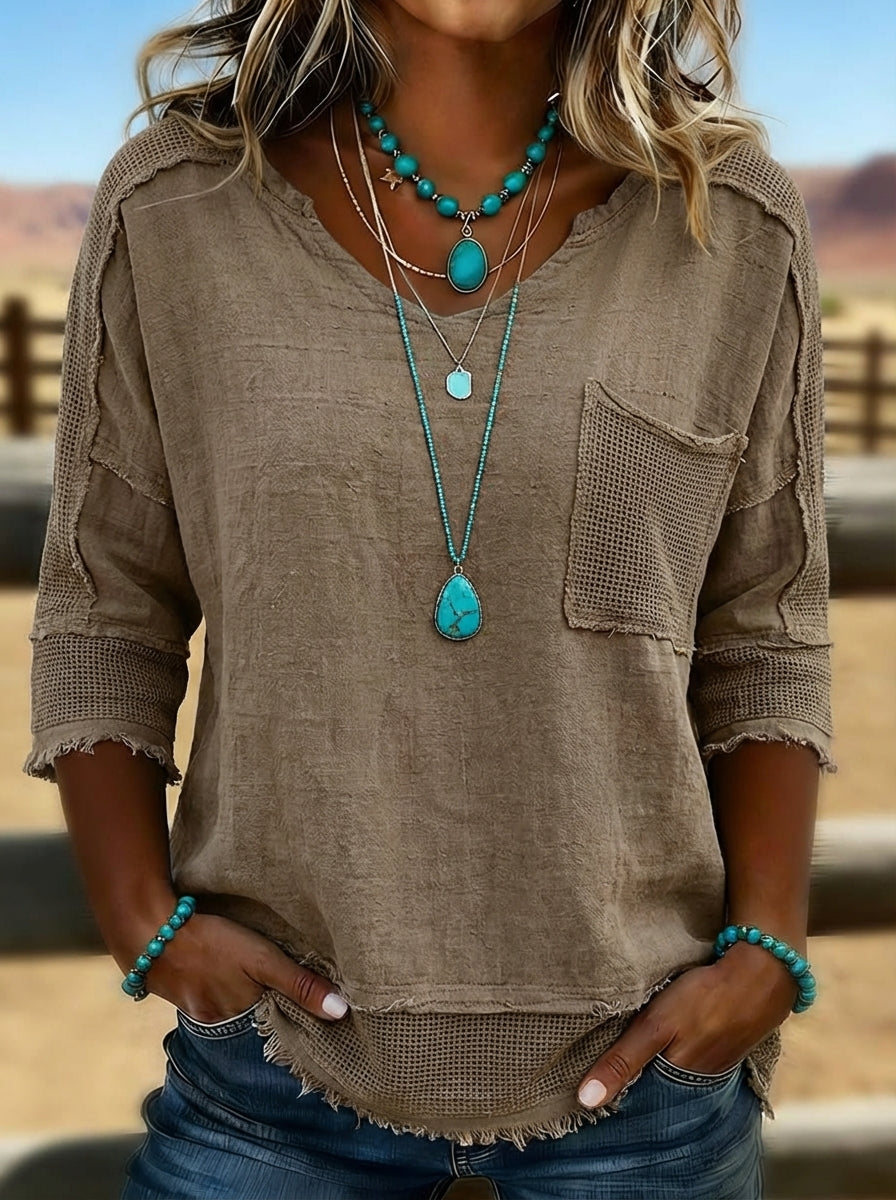 Solea | Boho Fringe V Neck Lounge Top for Women