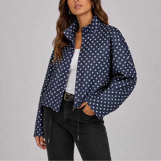 Nola | Women's Lightweight Polka Dot Bomber Jacket