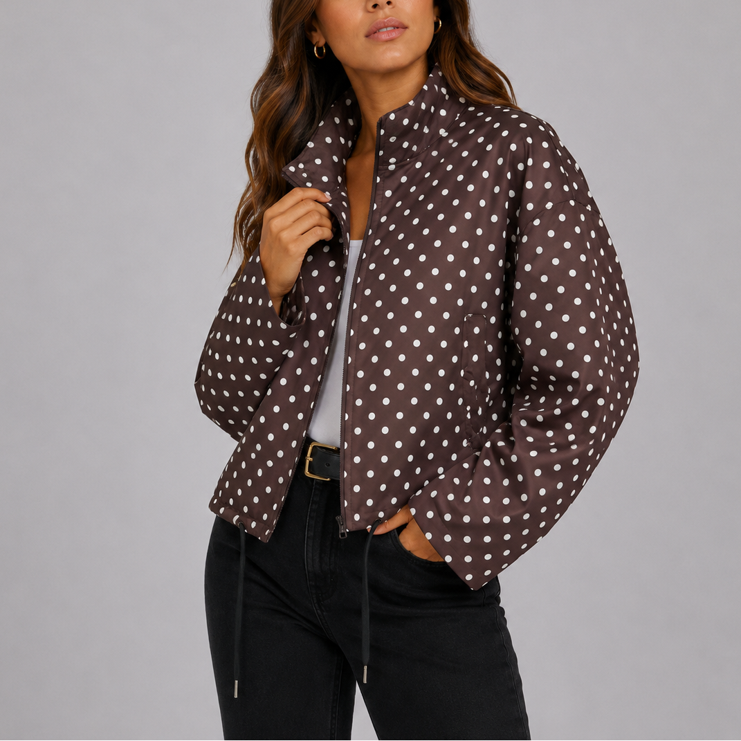 Nola | Women's Lightweight Polka Dot Bomber Jacket