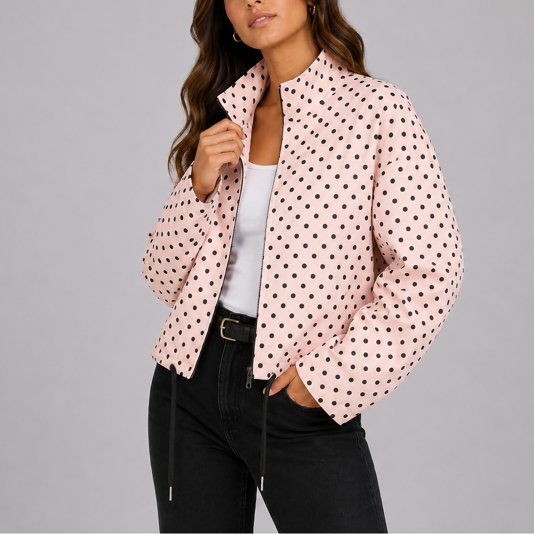 Nola | Women's Lightweight Polka Dot Bomber Jacket
