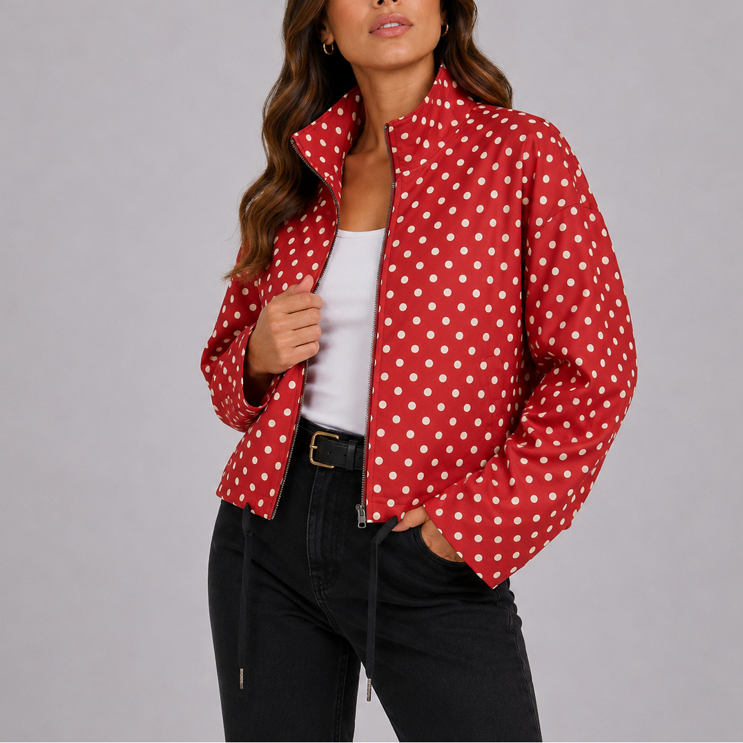Nola | Women's Lightweight Polka Dot Bomber Jacket