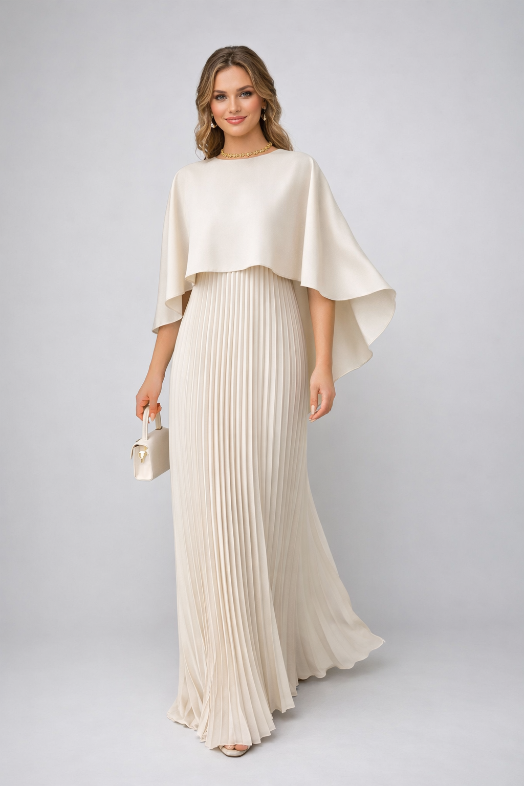 Cecilia | Women's High-Neck Pleated Chiffon Party Maxi Dress