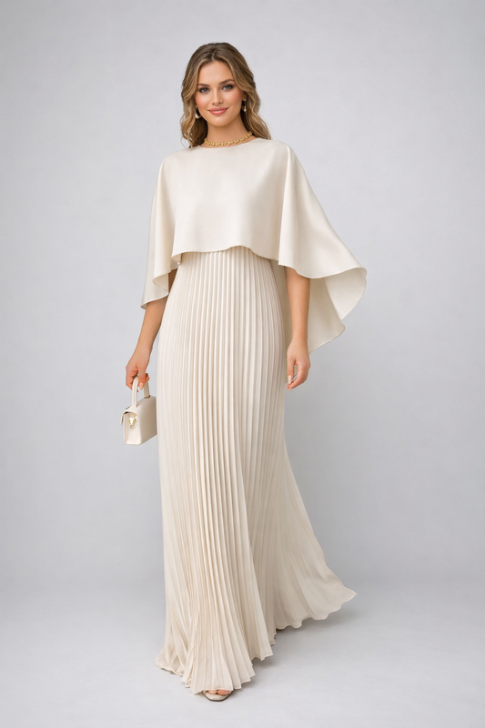 Cecilia | Women's High-Neck Pleated Chiffon Party Maxi Dress