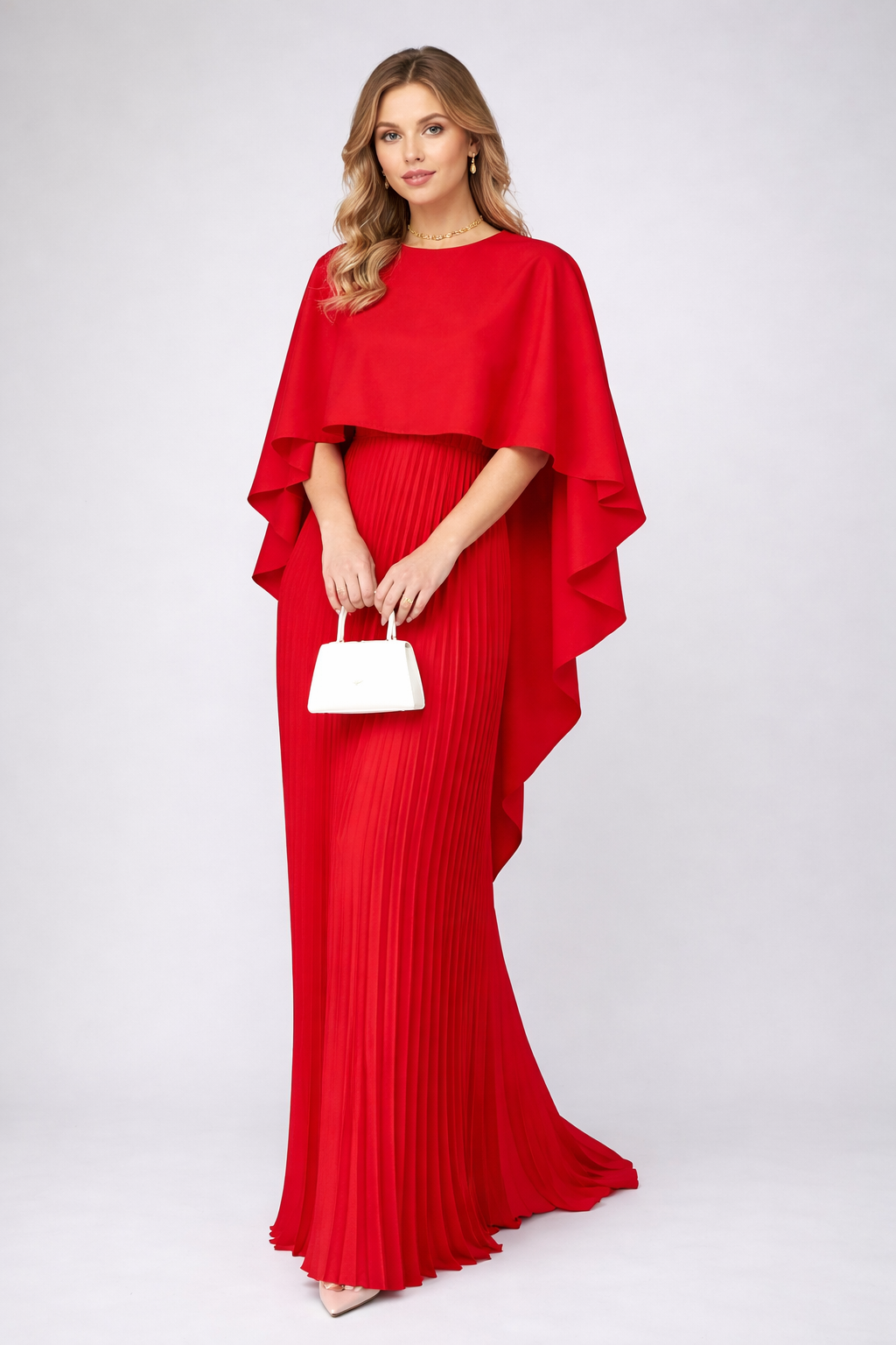 Cecilia | Women's High-Neck Pleated Chiffon Party Maxi Dress