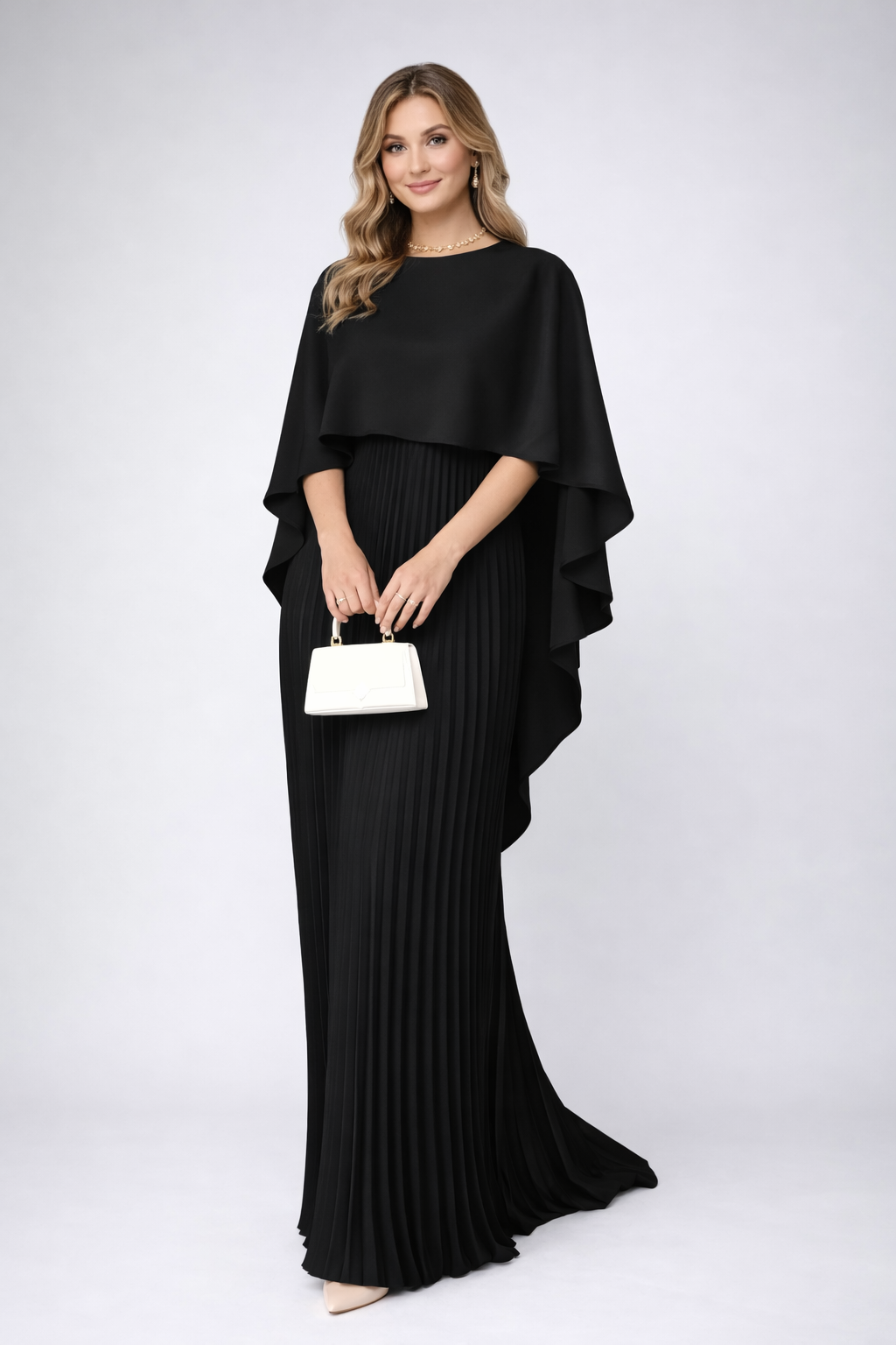 Cecilia | Women's High-Neck Pleated Chiffon Party Maxi Dress