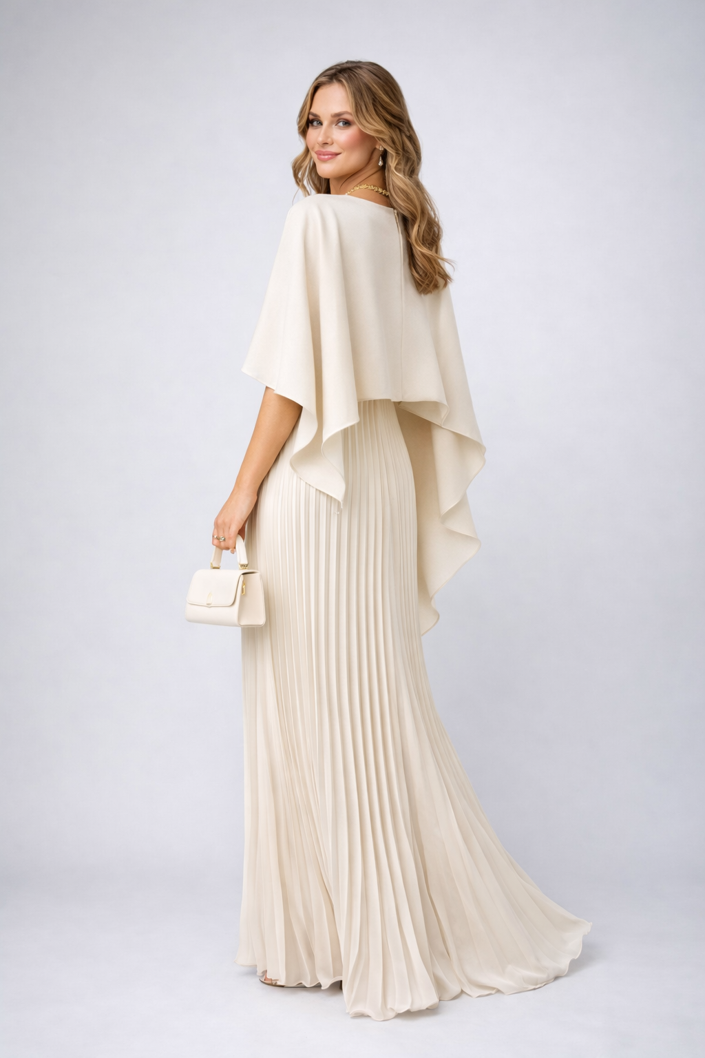 Cecilia | Women's High-Neck Pleated Chiffon Party Maxi Dress