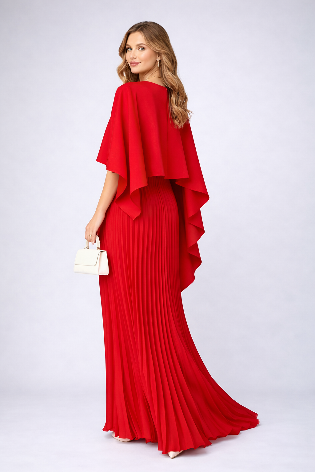 Cecilia | Women's High-Neck Pleated Chiffon Party Maxi Dress