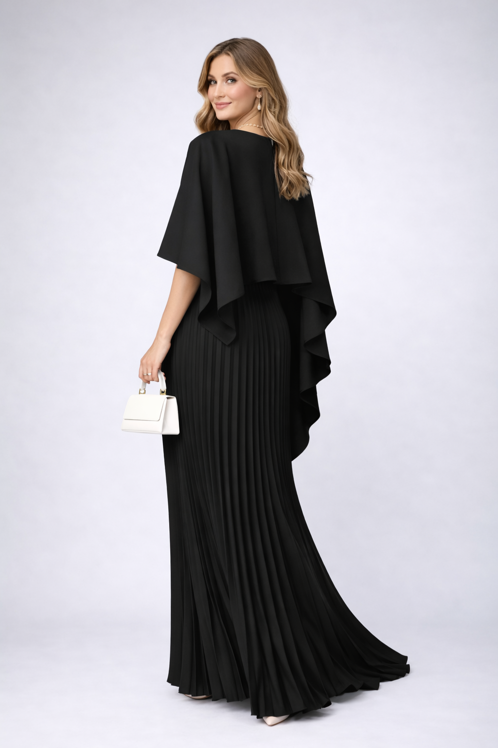 Cecilia | Women's High-Neck Pleated Chiffon Party Maxi Dress