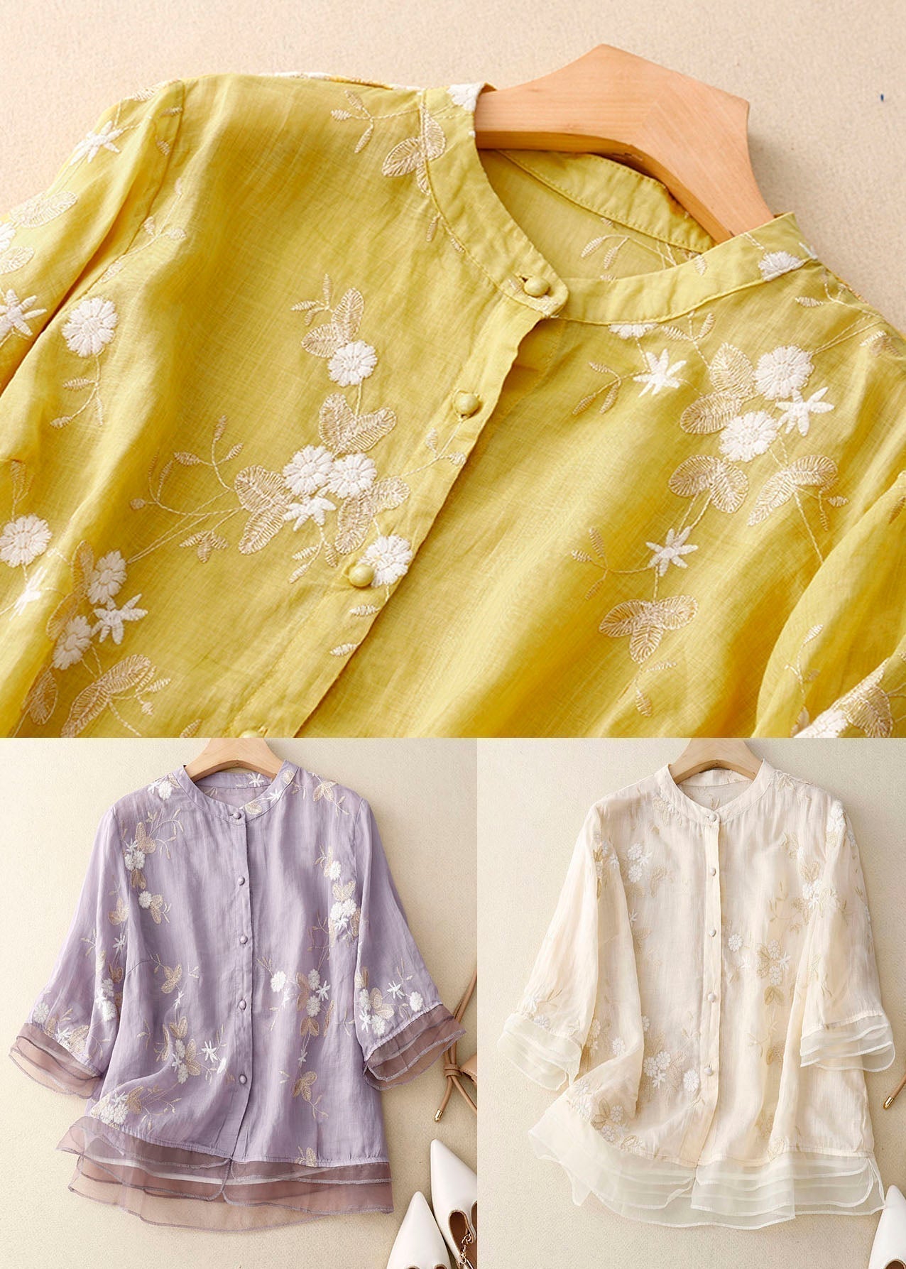 Rosélia | Women's Embroidered Mesh Blouse