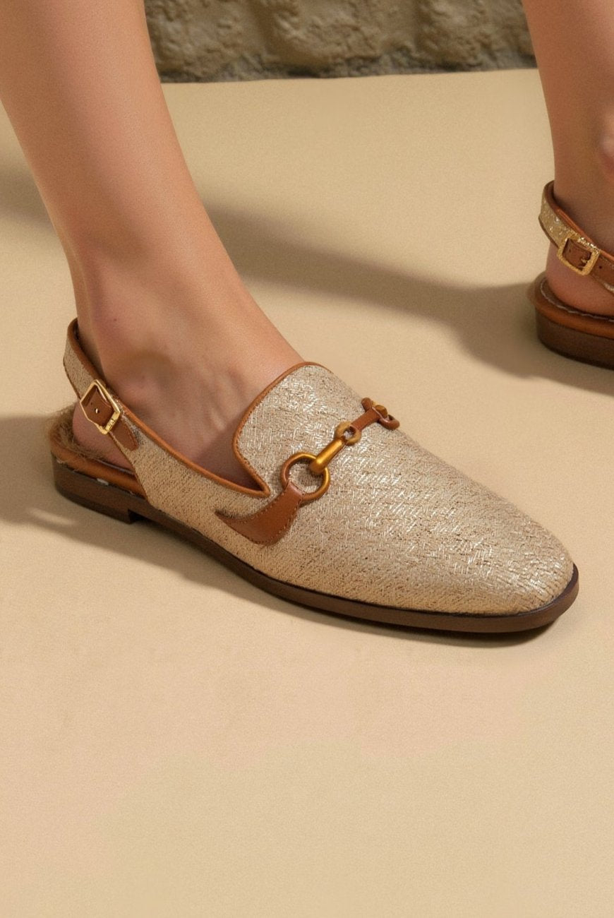 Elara | Women's Slingback Loafers with Chain Detail