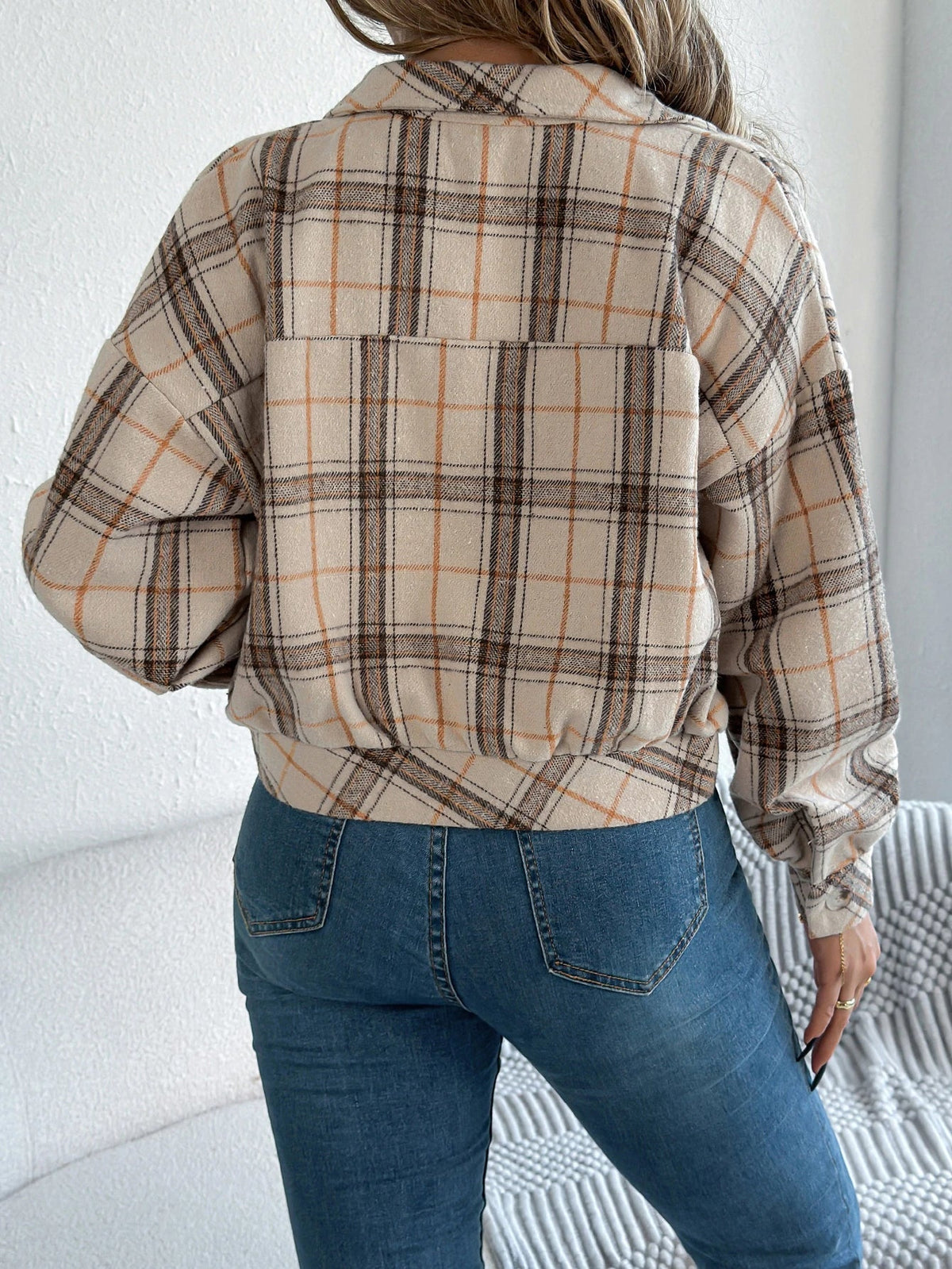 Hollis | Women's Cropped Check Relaxed-Fit Shacket