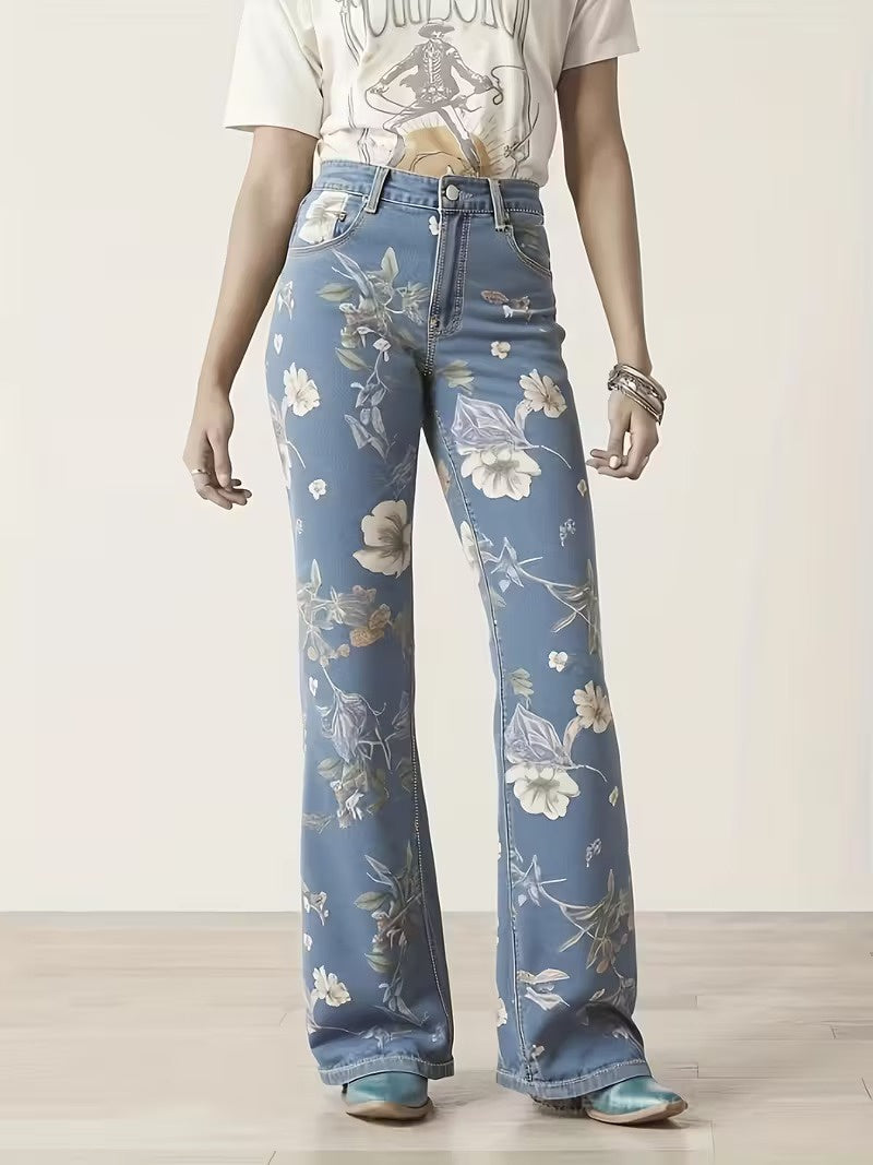 Floréa | Women's Floral Flared Trousers