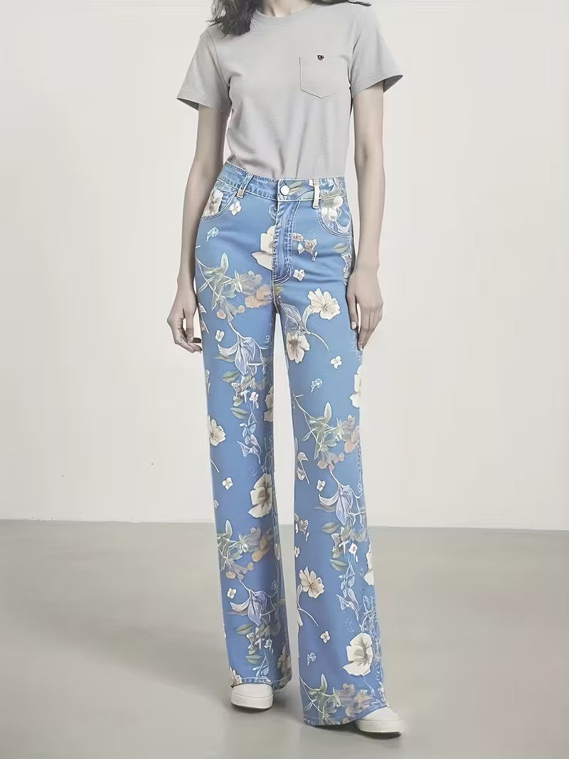 Floréa | Women's Floral Flared Trousers