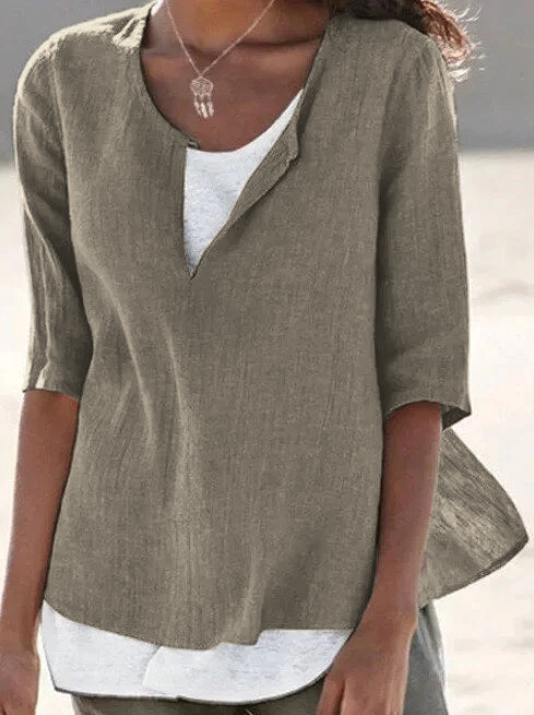 Tabitha | Women's Relaxed V-Neck 3/4 Sleeve Blouse