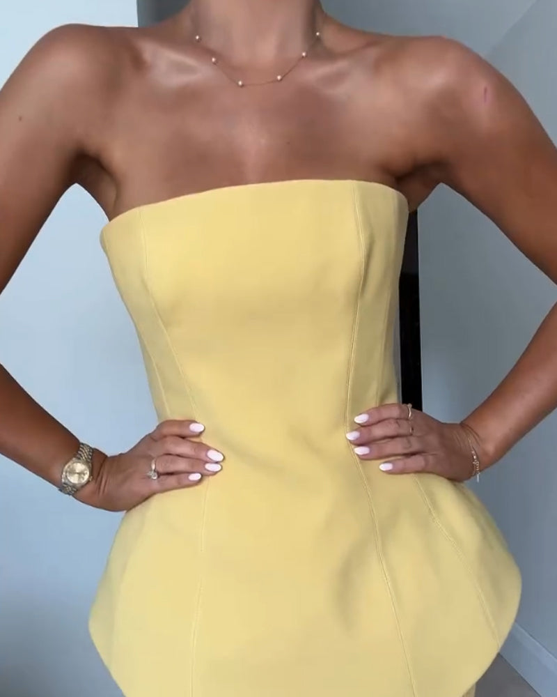 Camille | Women's Strapless Peplum Maxi Christmas Party Dress