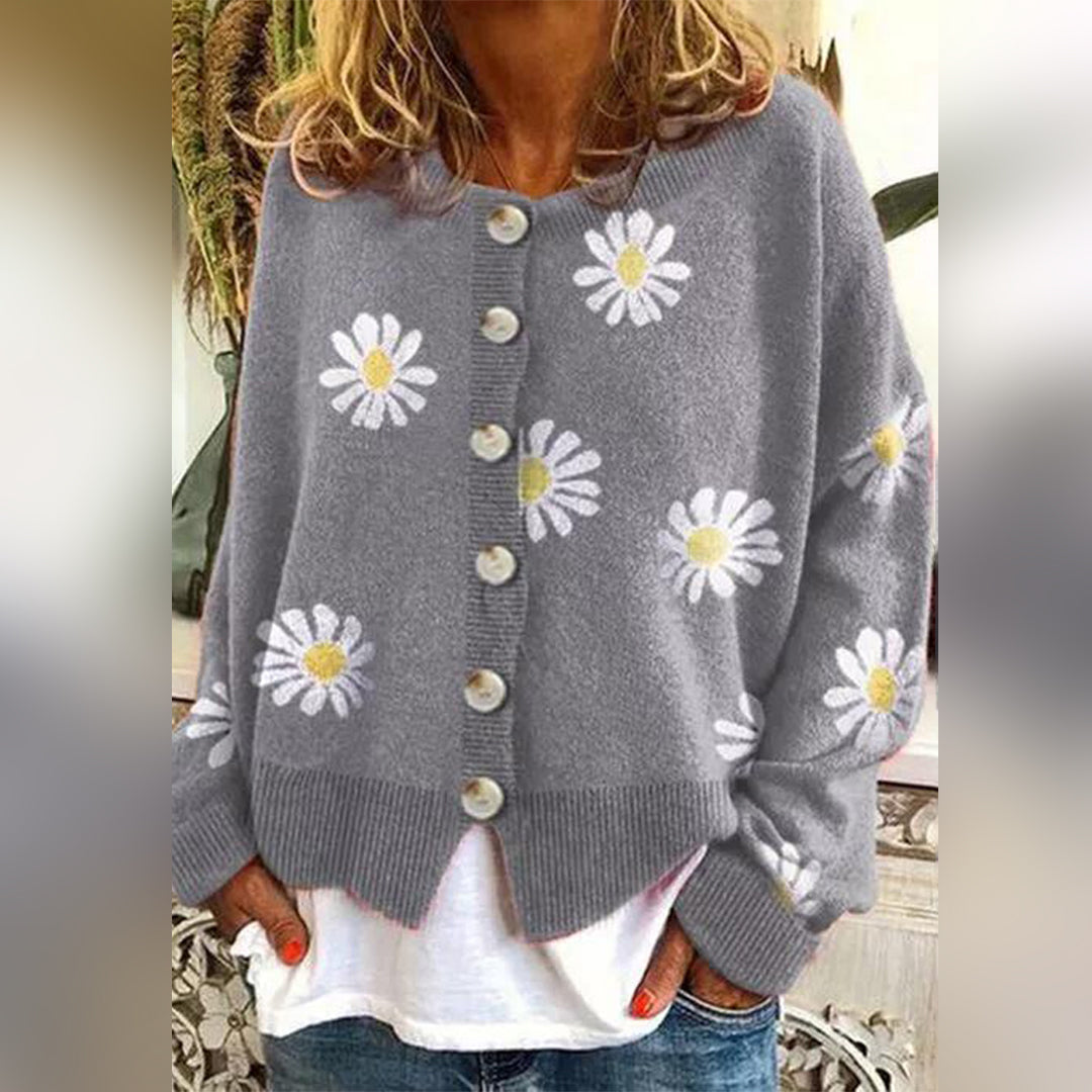 Daphne | Women's Floral Wool-Blend Knitted Vest