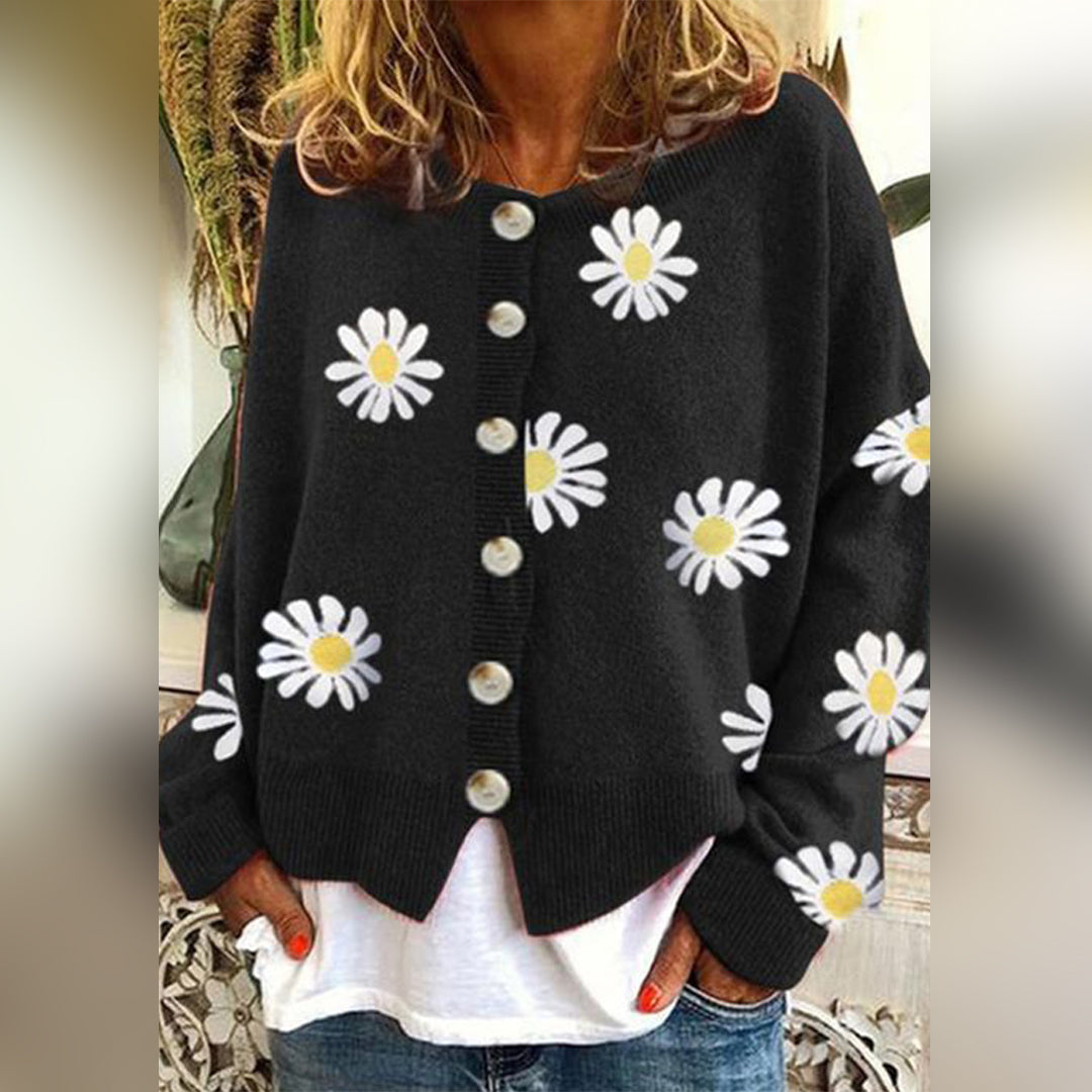 Daphne | Women's Floral Wool-Blend Knitted Vest