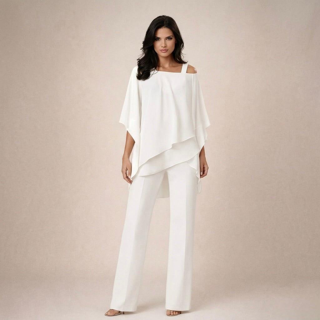 Isolde | Off Shoulder Wide Leg Trouser Set For Summer