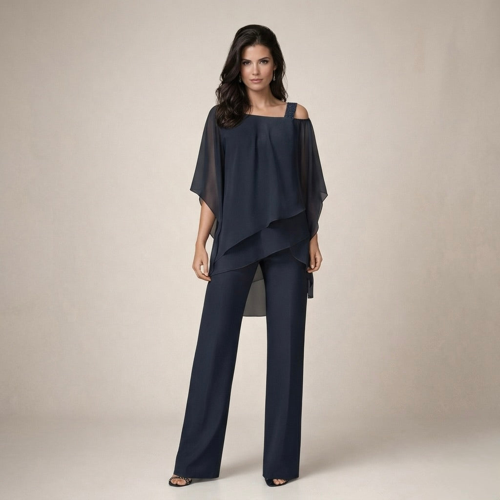 Isolde | Off Shoulder Wide Leg Trouser Set For Summer