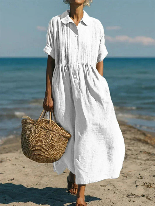Laura | Cotton Button Front Shirt Dress