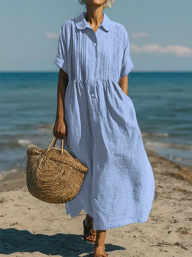 Laura | Cotton Button Front Shirt Dress