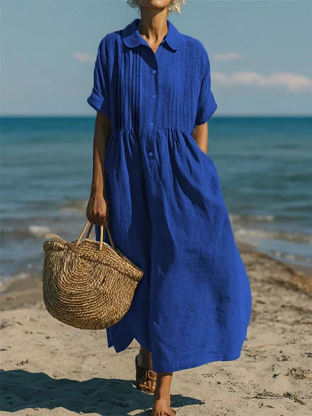Laura | Cotton Button Front Shirt Dress