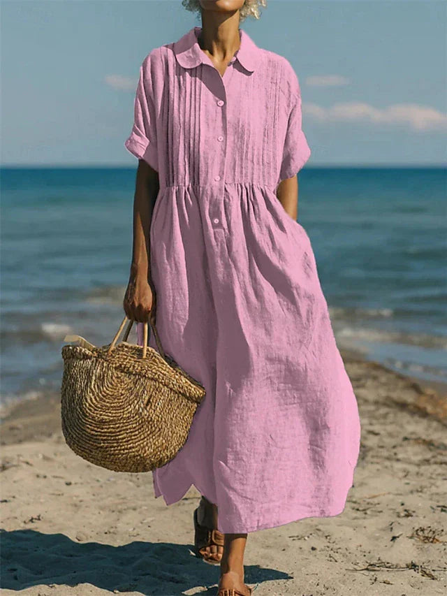 Laura | Cotton Button Front Shirt Dress