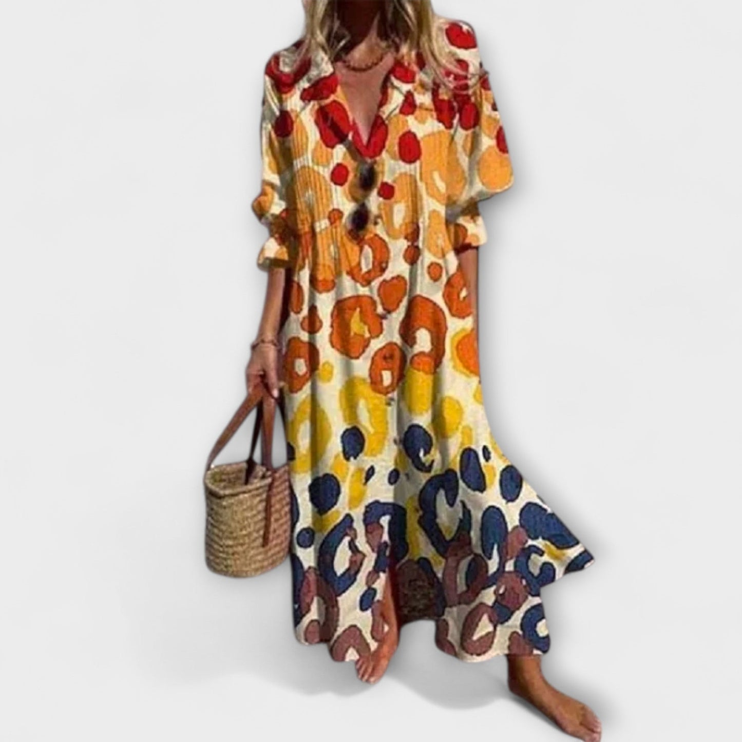 Léonie | Botanical Maxi Shirt Dress for Summer
