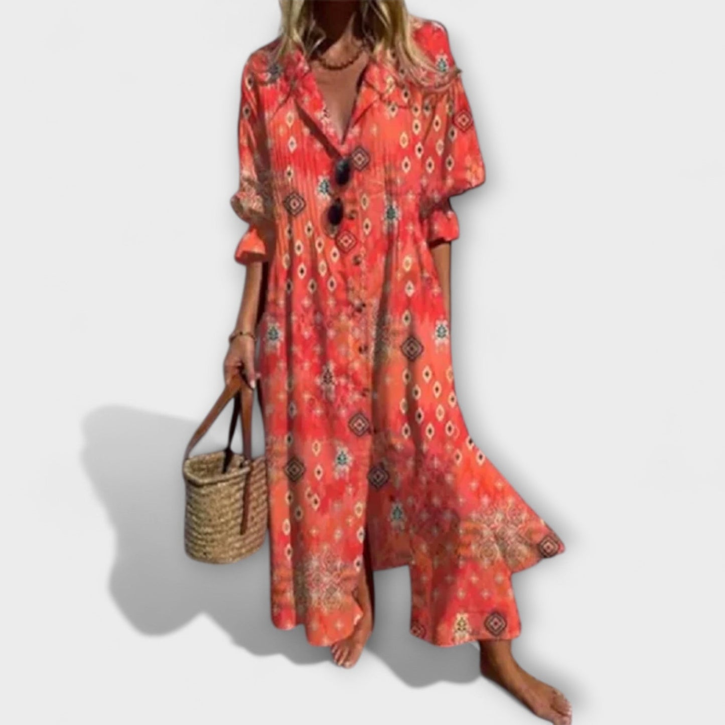 Léonie | Botanical Maxi Shirt Dress for Summer