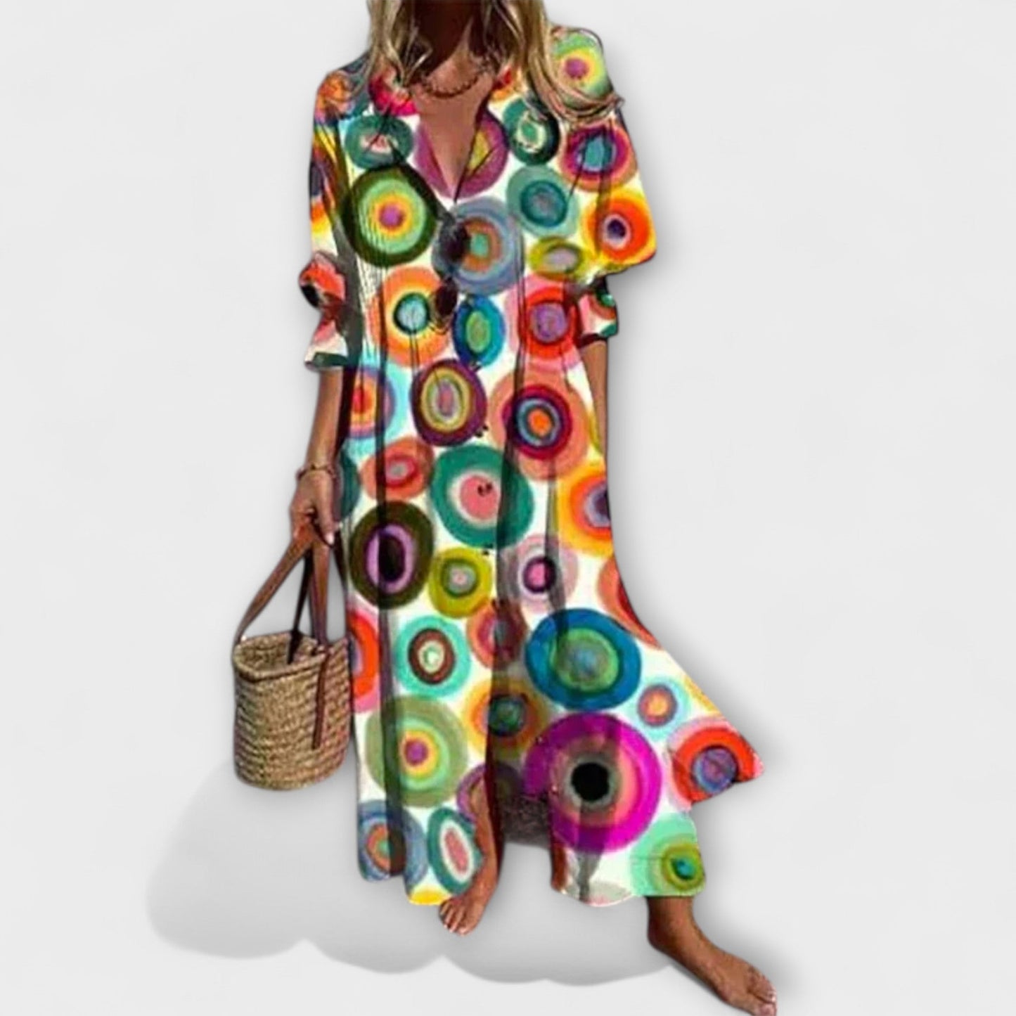Léonie | Botanical Maxi Shirt Dress for Summer