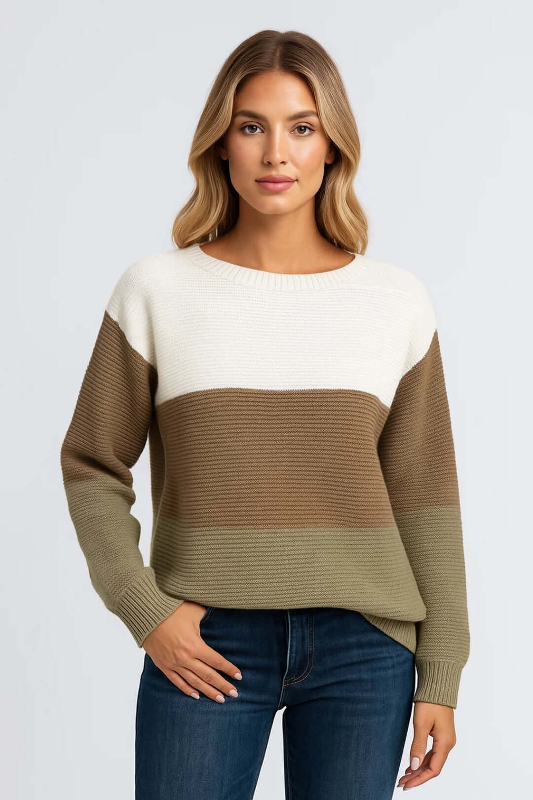 Women's Colour Block Knit Jumper | Autumn & Winter