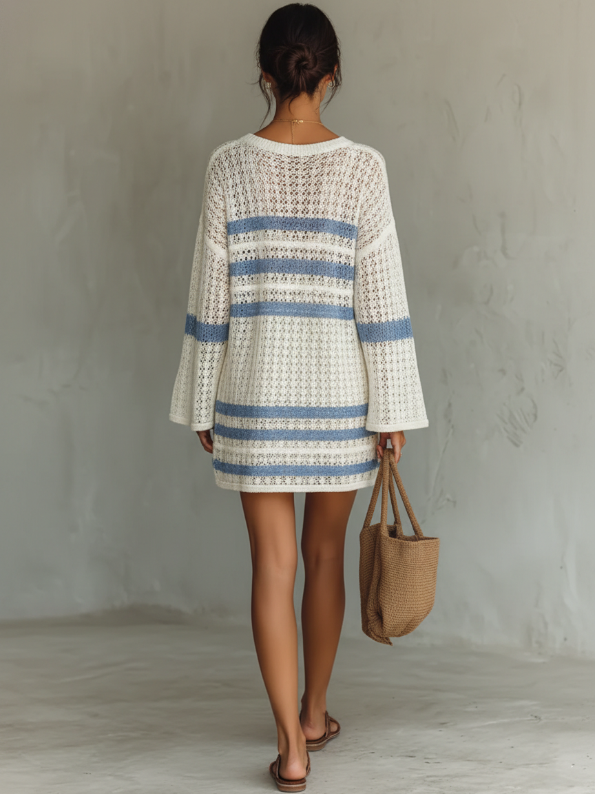 Solara | Striped Open Knit Mini Dress