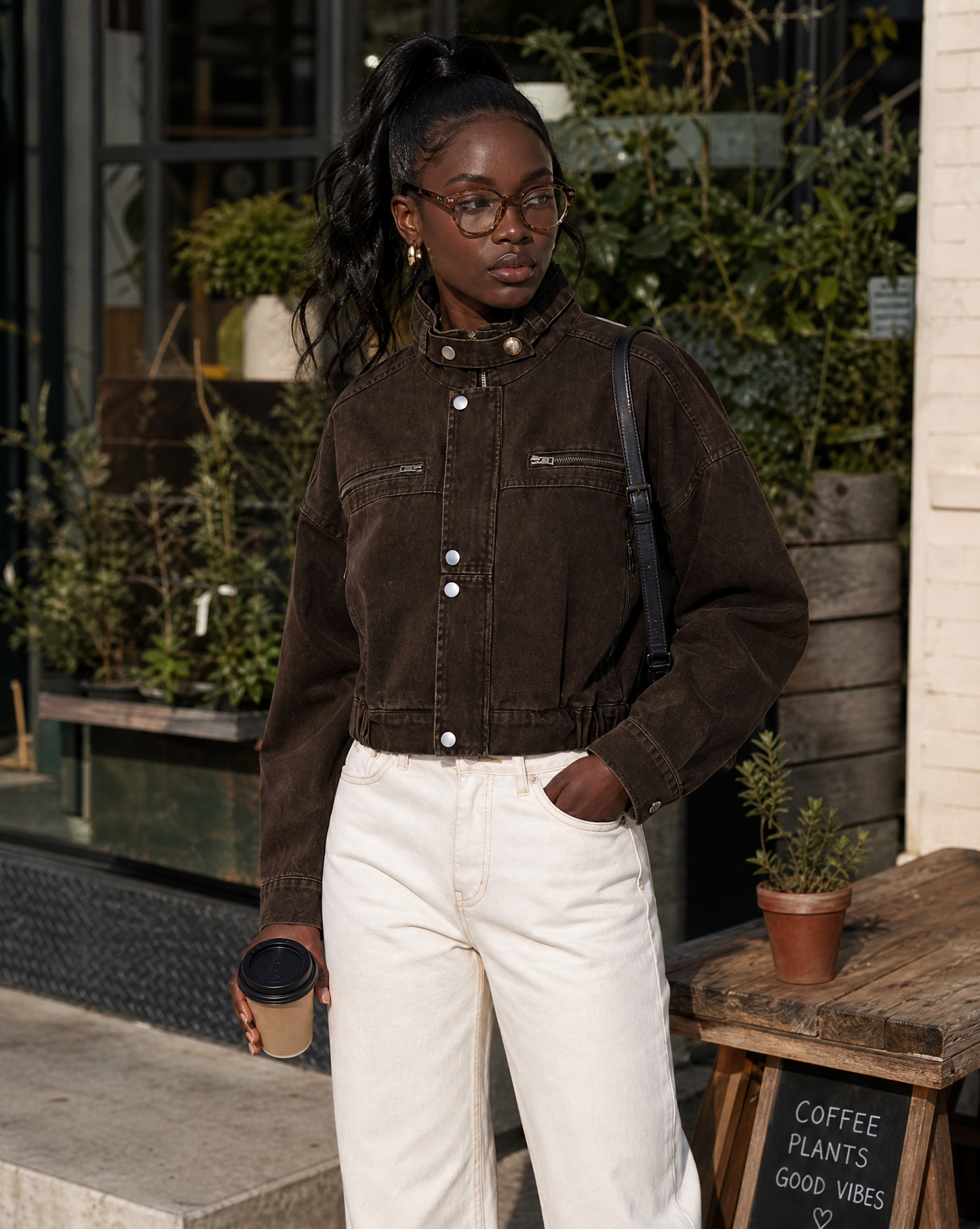 Noéline | Women's Cropped Zip Denim Jacket