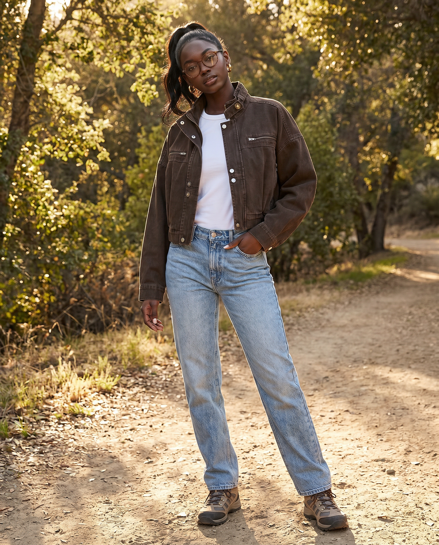 Noéline | Women's Cropped Zip Denim Jacket
