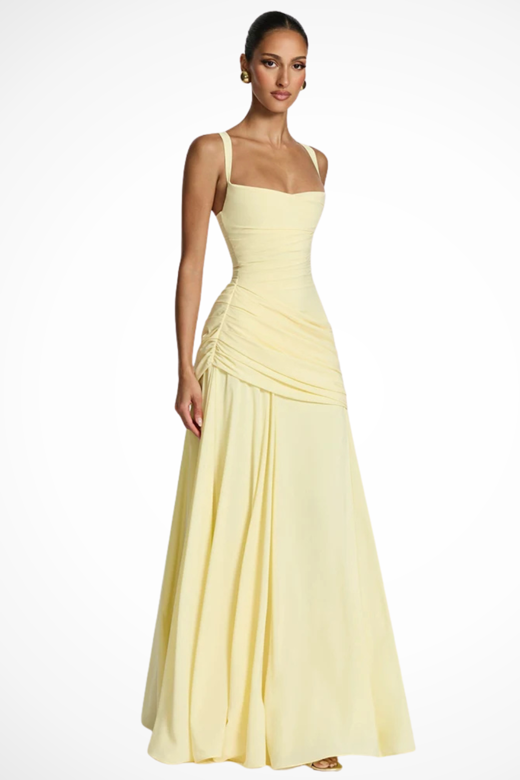 Aurélie | Elegant Ruched Square Neck Maxi Dress