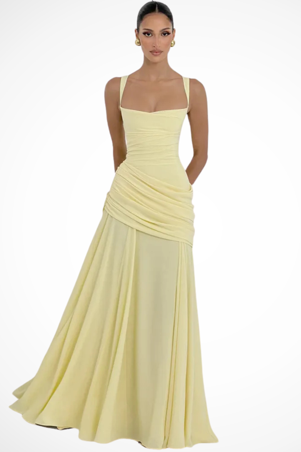 Aurélie | Elegant Ruched Square Neck Maxi Dress