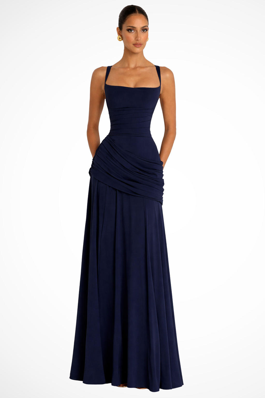Aurélie | Elegant Ruched Square Neck Maxi Dress